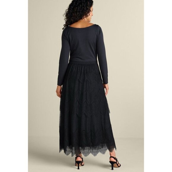 SOFT SURROUNDINGS Frederica Lace Maxi Dress Black SZ L - Picture 4 of 16